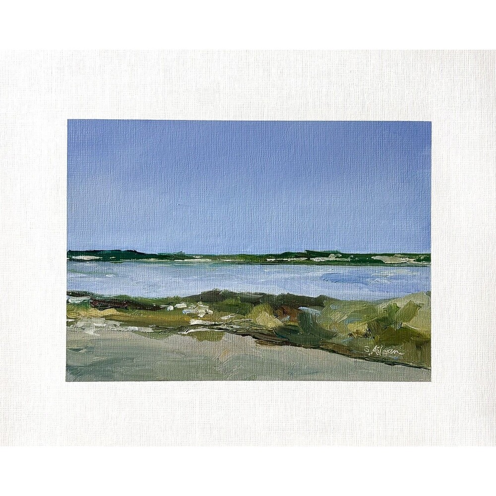 8x10 Original Oil Painting Landscape Atmospheric Blue Nocturne Coastal Signed